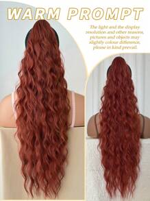 Long Water Wave Claw Ponytail Extension Red Copper Color 26 Inch Heat Resistant Fiber Synthetic Ponytail Hairpiece For Girl Women Party Daily Used
