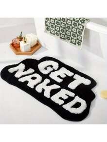 1pc Bathroom Asymmetrical Shape Absorbent Non-Slip Mat, English Letter Faux Wool Front Door Mat, High Density Flocked Replacement Mat, Kitchen Anti-Dirty Absorbent Carpet Christmas Decor Kitchen Rug