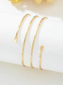 1pc Women's Minimalist Style Metal Multi-Layer Line Decor Casual Vacation Bracelet - Golden - View 2