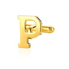 1PC 26 English Alphabet Initial Letter Cufflinks For Men Gold Color Stainless Steel Cufflink Fashion Men's Jewelry Christmas Jewelry