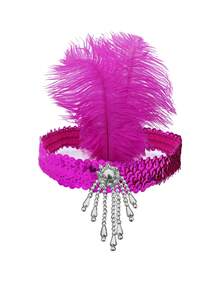 1pc Silver Beads & Sequins Solid Color Elegant Plastic Artificial Feather Sequin Headpiece, Multi-Purpose Hair Accessory Suitable For Masquerade, Mother's Day, Prom, Teacher's Day, All Season Halloween - Multicolor - View 4