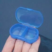 Mini Portapillole in plastica a 2 scomparti - Trasparente/Blu, contenitore di stoccaggio portatile con coperchio a scatto - Impermeabile e a prova di umidità
