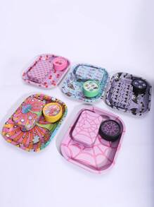 3 Pieces Set, Entry-Level Set With Multiple Prints - Including Metal Rolling Tray, Grinder, And Iron Box, Stylish Design, Perfect Gift For Halloween And Christmas!