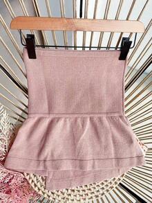 Modal Blouse Strapless In Modal Peplum Knit, Style And Comfort For Any Occasion Women's Fashion - Khaki - View 2