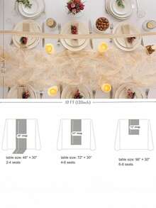 1pc Gold Table Runner, Seasonal Table Decor For Spring/Summer, Sheer Chiffon Gold Table Runner, Gold Party Table Decoration For Wedding, Birthday - Gold - View 3