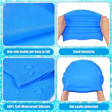 1 件男女通用成人纯色硅胶泳帽 - （蓝色、黑色、白色、黄色、粉色、红色、灰色）防水、防滑、高弹性耳部保护、耐用且灵活的材料，适用于游泳池或海滩水上运动、时尚舒适的泳帽、沙滩必需品、沙滩配件、泳池浮球 - 彩色 - 查看 8