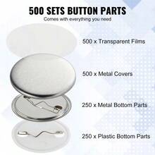32mm 1.25 Inch Button Badge Supply Kit For DIY Button Maker 500 Sets Crafting Materials - White - View 2