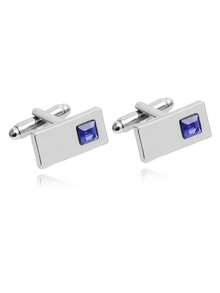 1 Pair Hollow Geometric Square Cufflinks For Men - Silver - View 2