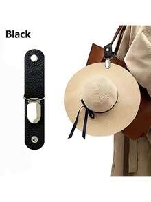 1 件 PU 皮革帽夹，适用于旅行，纯色帽夹，适用于行李箱，多功能棒球帽夹，帽子伴侣，户外迷你旅行，PU 皮革帽夹，户外背包行李整理夹，多功能草帽夹，帽子配件，将帽子牢固地固定在包或行李箱上，旅行配件，旅行必需品，假期，暑假，返校