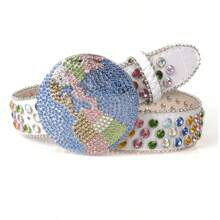 1pc Plain Color Polka Dot Contrast Color Casual Bohemian Retro Palace Style Party Cute Sexy Street Elegant PU Leather Belt, Suitable For All Seasons, Punk Hip-Hop
