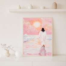 1pc Jesus Walking On Water Wall Art Picture Savior Prints Canvas Painting Jesus In Nature Poster Girly Religious Decor For Bedroom ,Living Room ,Office Room Decor ,Christian Gifts, Unframed Or Framed