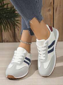 Women's Casual Sports Shoes, Non-Slip Sports Sneakers, New Spring/Summer Lightweight Running Shoes For Students, Popular White, Beige, Red Canvas Shoes, Soft Sole Rope Skipping Shoes, Daily Casual Breathable Athletic Trainers With Shock Absorption, Lightweight Walking Running Sneakers For Women
