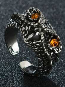 1pc Men's Punk Style Animal Alligator Wolf Lion Owl Vintage Ring, Gift Ideas