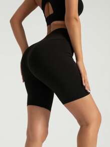 1pc Low Impact High Elasticity Hip Lifting Shaping Summer Style Sports Yoga Shorts High Waist Seamless Tummy Tucking Design Solid Color Fashion Simple Sports Ieggings For Outdoor Fitness Running Workout Cycling Biking Boxing Elastic Shorts Thin Soft Quick Drying Breathable Sweat Wicking Gym Sweat Pants