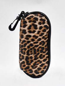 1 buah Kotak Kacamata Lembut Motif Leopard Cokelat & Hitam, Kotak Kacamata dengan Pengait - MultiWarna - View 11