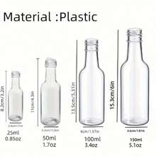 32pcs/1pc/5pcs Mini Petite Empty Transparent Body Plastic Wine Bottle Waterproof, With A Small Funnel For Easy Filling, Screw Cap Sealing Is Not Easy To Leak, Multiple Sizes To Choose From, Suitable For Weddings, Parties, Alcohol, Gin, Whisky, Spirits.