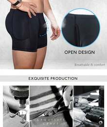 Men Padded Underwear Men Butt Lifter Hip Enhancer Briefs Boxers Shorts Booty Shaper Pants With Removable Padded - 黑色 - 查看 4