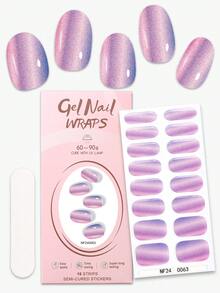 16 件猫眼半固化凝胶指甲贴，Y2K 朋克风格金属自粘凝胶指甲全贴，沙龙品质，持续 14 天，女士美甲用品 DIY 指甲贴纸，母亲节礼物