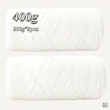 400g（200g*2），2 包优质高弹力编织碎布纱线，适用于手工编织袋、篮子、地毯、鞋子、家居装饰和 DIY 工艺品，多种颜色可选 - 2捲布條 - 查看 4