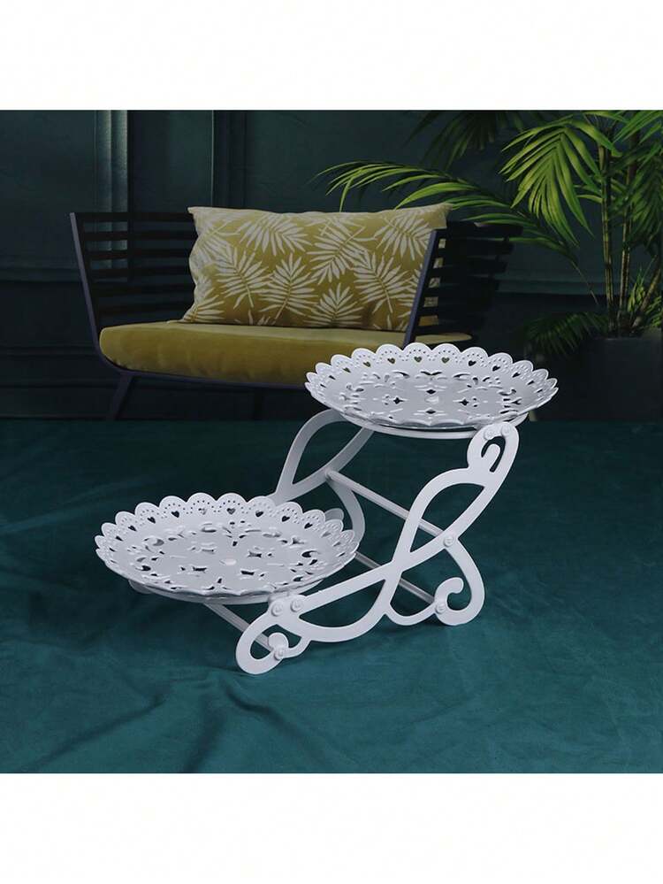 European Style Multi-Layer Plastic Fruit Plate, Living Room Coffee Table Candy Dish, Elegant Cake Stand Dessert Tray, 3-Tier - Random - View 3