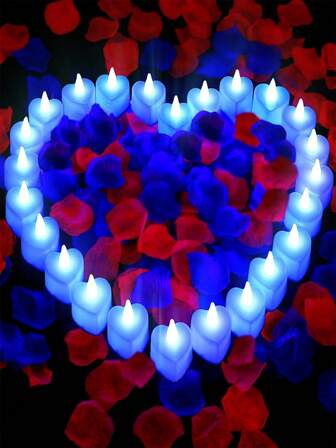 6/12/24/48pcs Blue Flameless Romantic LED Candles, Romantic Atmosphere Decorative Lights, Suitable For Valentine's Day Parties And Gatherings, Patio And Garden Decor