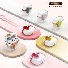 Military Industry Anti-Fall Minimalist Solid Color Electroplated Lock Clear Earphone Case Compatible With AirPods 4, Pro 2nd Gen, Pro 3rd Gen, 1/2, Anti-Drop, Various Colors For Men And Women - Multicolor - View 7