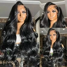 34 Inch 13X6 Lace Front Wigs Human Hair 250% Density Body Wave HD Lace Front Wigs Human Hair Pre Plucked Glueless Wigs Human Hair For Women With Baby Hair - Natural Black - 查看 1