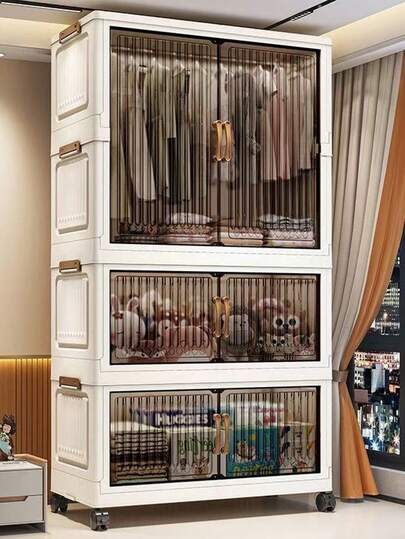 Foldable Wardrobe Storage Cabinet, All-In-One Clothes Organizer Closet For Adult And Bedroom