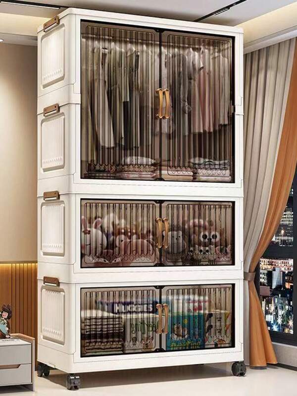 Foldable Wardrobe Storage Cabinet, All-In-One Clothes Organizer Closet For Adult And Children Bedroom
