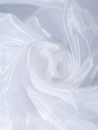 1 件透明白色欧根纱面料，丝滑闪亮透明硬纱，DIY 新娘礼服缝纫工艺，婚礼装饰