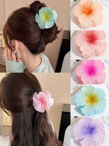 topshiny 1 件夏威夷渐变漩涡花发夹，清爽夏日海滩度假风格发夹配饰、发饰、爪夹、发夹、发夹 - 彩色 - 查看 1