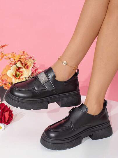 Chaussures mocassins à lacets à semelle épaisse de style britannique pour femmes, chaussures  décontractées, convenant pour le printemps et l'automne