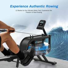 MERACH Rowing Machine For Home Gym, Fitness Rower Machine With 6 Levels Of Water Resistance, Built-In Monitor, Max 150 Kg Weight Capacity, App Compatible - Blue - View 5