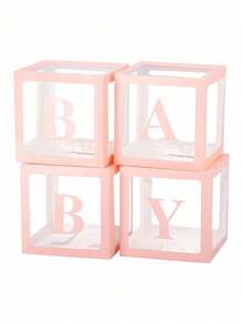 4 Pieces, Multiple Colors, Baby Box With Letters, Transparent Decorative Block Box For Displaying Gender, Transparent Balloon Box Background Suitable For Baby Showers And Birthday Parties - Multicolor - View 16