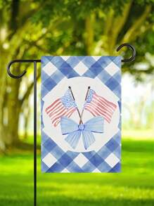 1pc Patriotic American Flag Garden Flag - Red White And Blue Design, Suitable For Independence Day July 4th, Double-Sided Thick Waterproof Outdoor Decoration, 12x18 Inches, Linen Material, Very Suitable For Porch, Yard, Courtyard And Backyard Decor | Holiday Flag Design | Waterproof Flag, Outdoor Garden Flag | Independence Day Decoration, Excluding Flagpole