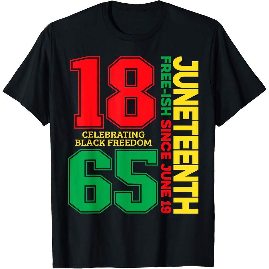 Juneth Free-Ish Since 1865 Celebrating Black Freedom T-Shirt - Black - View 1