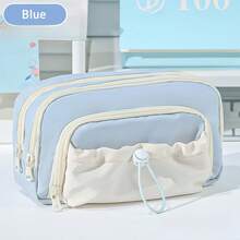 1pc Drawstring Pocket Pencil Case Pen Bag, Cute Cartoon Cream Color 5 Layer Large Capacity Storage Pouch, For Student Stationery School - Multicolor - View 11