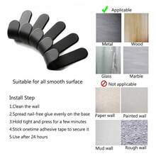 خطاف معدني لاصق على شكل حرف J، 5 قطع، خطاف جداري من الفولاذ المقاوم للصدأ، خطاف لاصق مناسب للقبعات والمعاطف والمناشف والحقائب، اكسسوارات ديكور المنزل - الأسود - مشاهدة 7