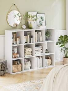 FURCHEN Bookcase White Bookcase With 12 Open Compartments Standing Shelf For Living Room Bedroom And Office 91x29x120.8 Cm - White - View 1