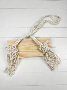 Altalena per neonati in stile macrame bohémien realizzata a mano, amaca in legno intrecciata a mano in stile rosa, accessori per servizi fotografici in stile vintage blu amaca in stile country per studio fotografico