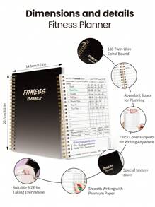 BUBU 1PC Fitness Journal Workout Planner, A5 Twarda okładka Workout Notebook do codziennego śledzenia sprawności fizycznej, wyznaczania celów, utraty wagi, zdrowych nawyków, pracy i domu, szkoły i artykułów biurowych Powrót do szkoły
