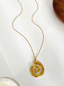Monlansher 1 pezzo Collana donna in acciaio inossidabile con pendente a forma di stella marina e spirale, dal design semplice e alla moda, di alta qualità, durevole e versatile per uso quotidiano