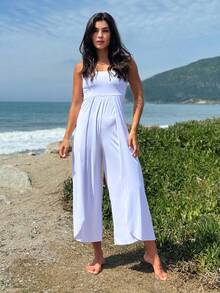 Beach Cover-Up Pants Jumpsuit - Blanco - Ver 4