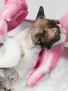 1 Pair, Pet Hair Removal And Bathing Silicone Gloves, Approx. 3000 Massage Nodes And Foam Enhancement
