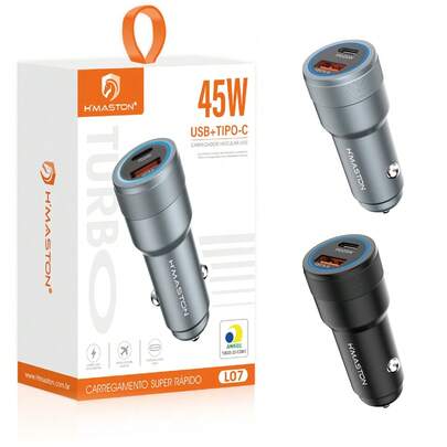 Carregador Veicular TIPO-C + USB Turbo Carregamento rápido/Universal 45W