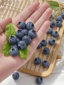 20个仿真蓝莓假水果家居装饰厨房橱柜桌面夏季装饰花瓶填充物塑料水果花环蛋糕装饰，夏季摄影道具，仅限成人使用，仿真植物 - 黑色 - 查看 6
