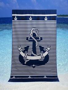 1pc Extra Large, Extra Thick, Absorbent And Warm 90*180cm Microfiber Beach Towel - Multicolor - View 1