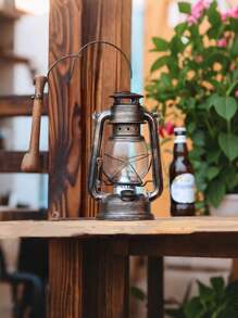 1pc Vintage Kerosene Lamp, Old-Fashioned Desk Lamp Decor, Retro Lantern For Camping Tent, Bar Restaurant Decoration