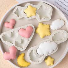 Forma de silicone para bolo com borda rendada em formato de coração e estrelas, forma de chocolate para decoração de bolos, materiais para bolo de aniversário faça você mesmo - Bege - Ver 12