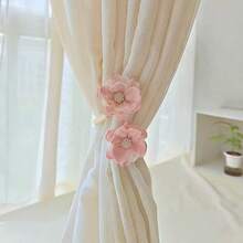 1 peça elegante prendedor magnético para cortina com design de flores 3D, prendedor de cortina de fita de poliéster para decoração de quarto e sala de estar